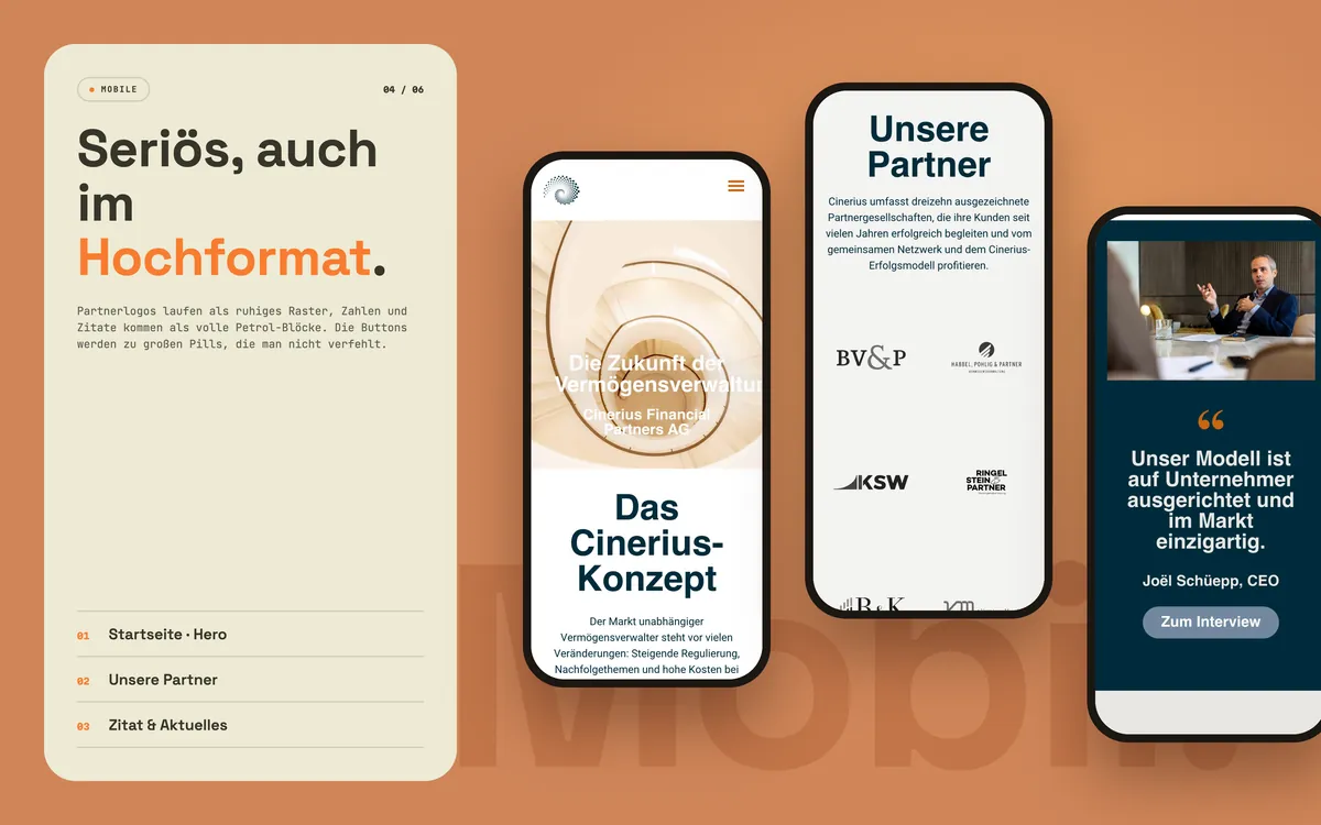 Cinerius: Seriös, auch im Hochformat.