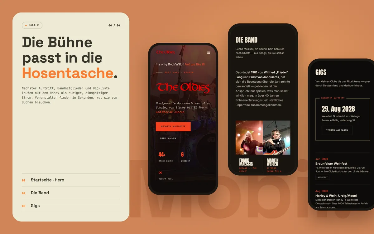 The Oldies: Die Bühne passt in die Hosentasche.