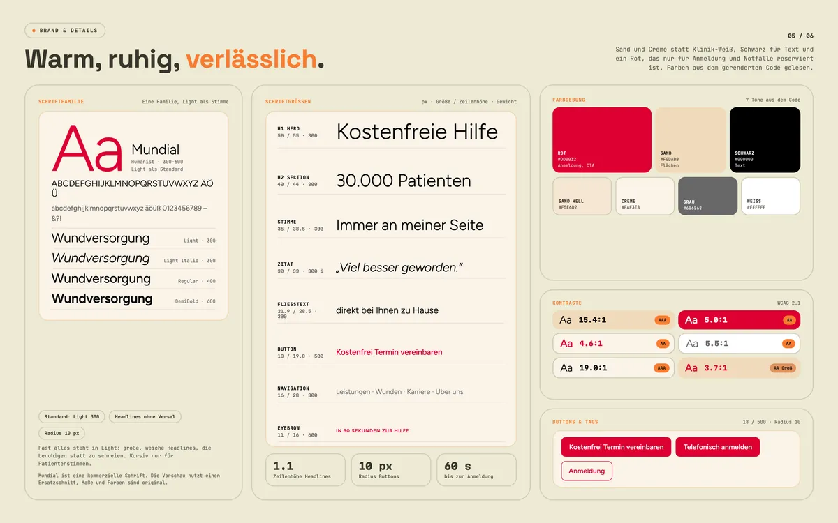 wundprofis: Warm, ruhig, verlässlich.